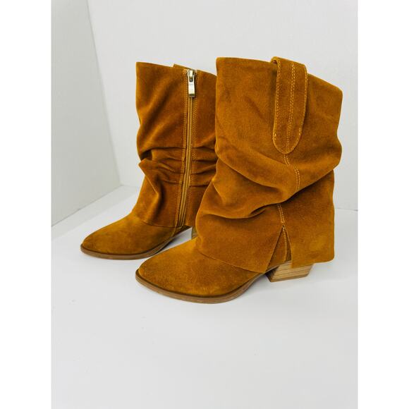 Antelope Lori Tan Suede Slouchy Western Ankle Booties 36 W Cowboy Style Boots - Picture 4 of 10